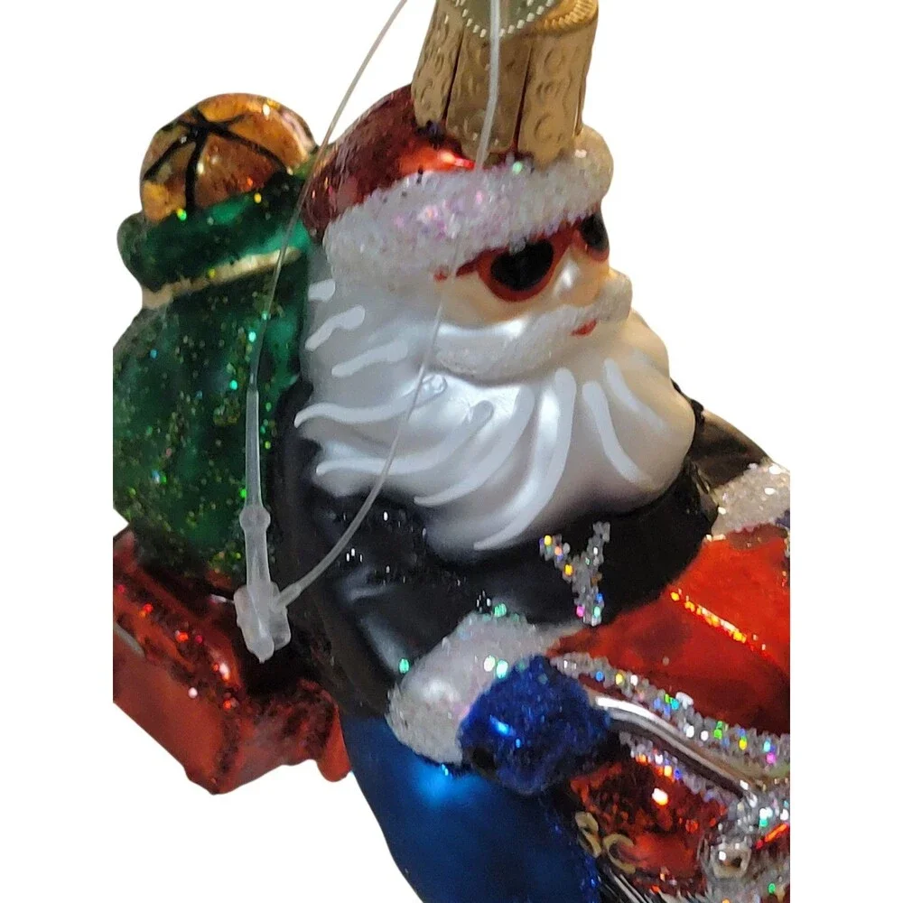 NWT Old World Christmas Biker Santa (40313) Glass Ornament Motorcycle